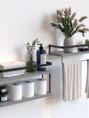 New 2+1 Tier Wall Mounted Floating Shelves Set of 2, Rustic Wood Wall